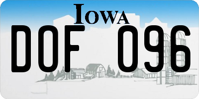 IA license plate DOF096