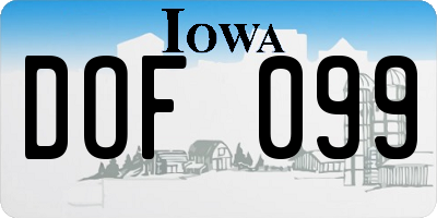 IA license plate DOF099
