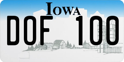 IA license plate DOF100