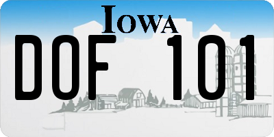 IA license plate DOF101