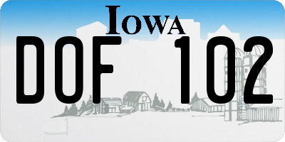 IA license plate DOF102