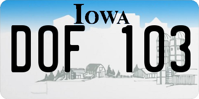 IA license plate DOF103