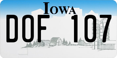 IA license plate DOF107