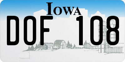 IA license plate DOF108