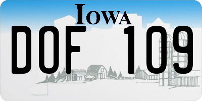 IA license plate DOF109