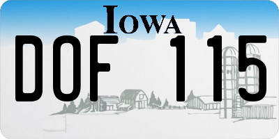 IA license plate DOF115