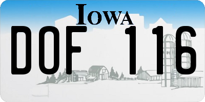 IA license plate DOF116