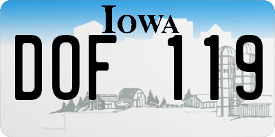 IA license plate DOF119