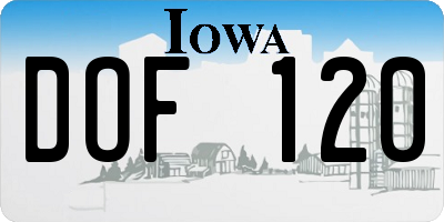 IA license plate DOF120