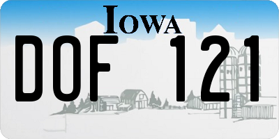 IA license plate DOF121