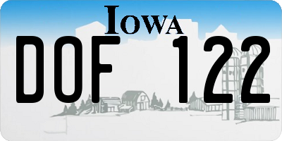 IA license plate DOF122