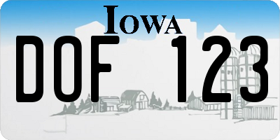 IA license plate DOF123