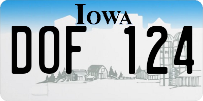 IA license plate DOF124