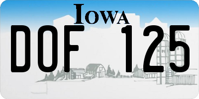 IA license plate DOF125