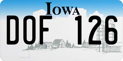 IA license plate DOF126