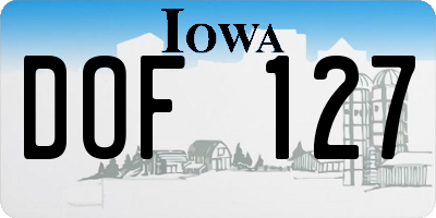 IA license plate DOF127