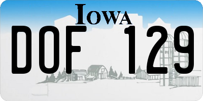IA license plate DOF129