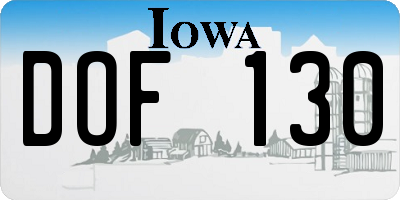 IA license plate DOF130