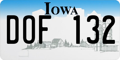 IA license plate DOF132