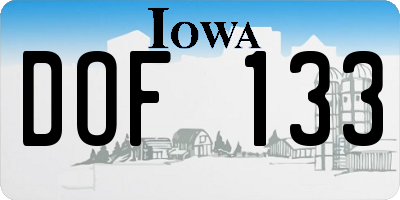 IA license plate DOF133