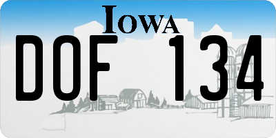 IA license plate DOF134