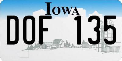 IA license plate DOF135