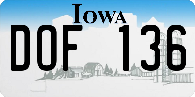 IA license plate DOF136
