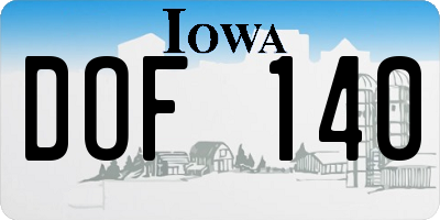 IA license plate DOF140
