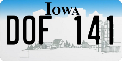 IA license plate DOF141