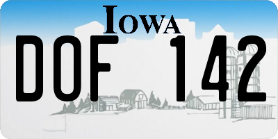 IA license plate DOF142