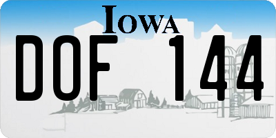 IA license plate DOF144