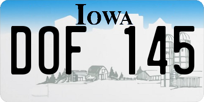 IA license plate DOF145