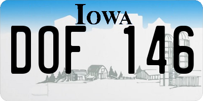IA license plate DOF146