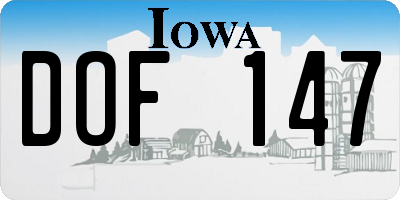 IA license plate DOF147