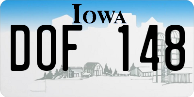 IA license plate DOF148