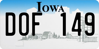 IA license plate DOF149
