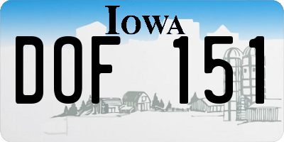 IA license plate DOF151