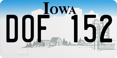 IA license plate DOF152