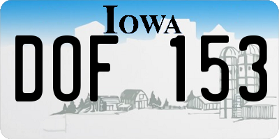 IA license plate DOF153