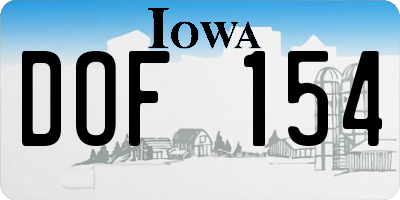 IA license plate DOF154