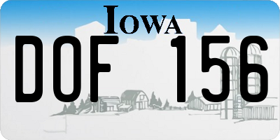 IA license plate DOF156