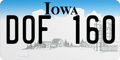 IA license plate DOF160