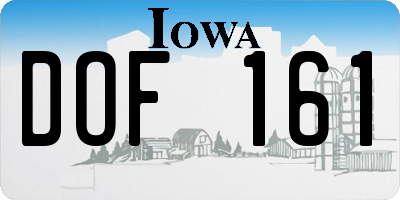 IA license plate DOF161