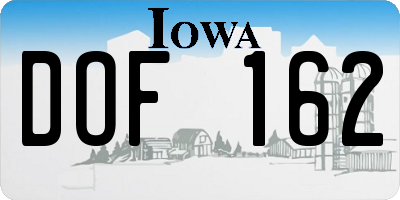 IA license plate DOF162
