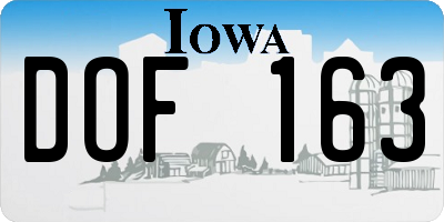 IA license plate DOF163