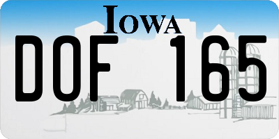 IA license plate DOF165