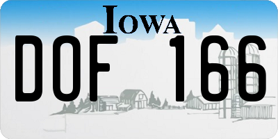IA license plate DOF166