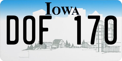 IA license plate DOF170