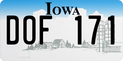 IA license plate DOF171