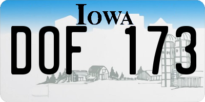 IA license plate DOF173